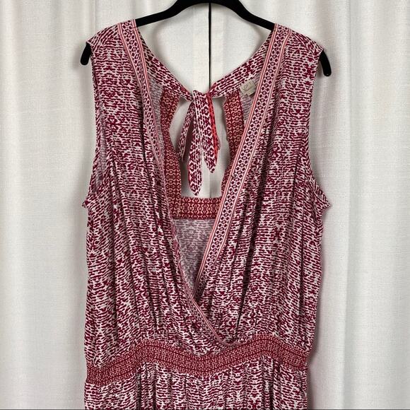 LOFT Beach White&Burgundy Print Rayon Jumpsuit Sz.18 NWT - Picture 6 of 15